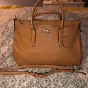 Large Camel / Tan Leather Coach handbag